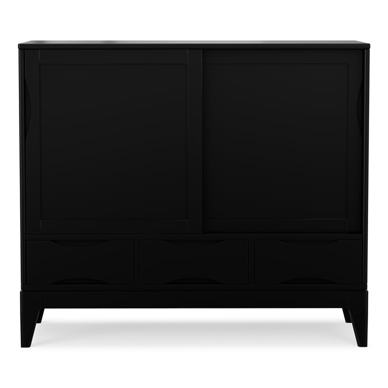 Harper 48 inch Wide Solid Hardwood Modern Medium Storage Cabinet in Black