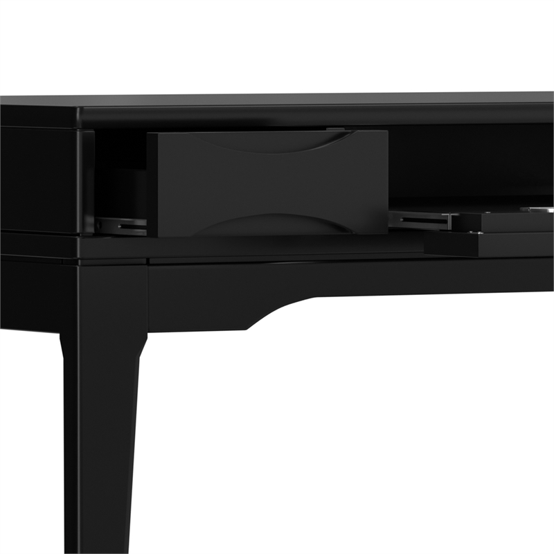 Harper 48 inch Wide Solid Hardwood Mid-Century Modern Small Desk in Black