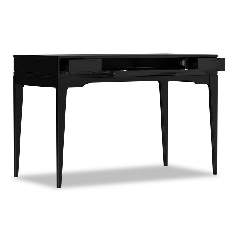 Harper 48 inch Wide Solid Hardwood Mid-Century Modern Small Desk in Black