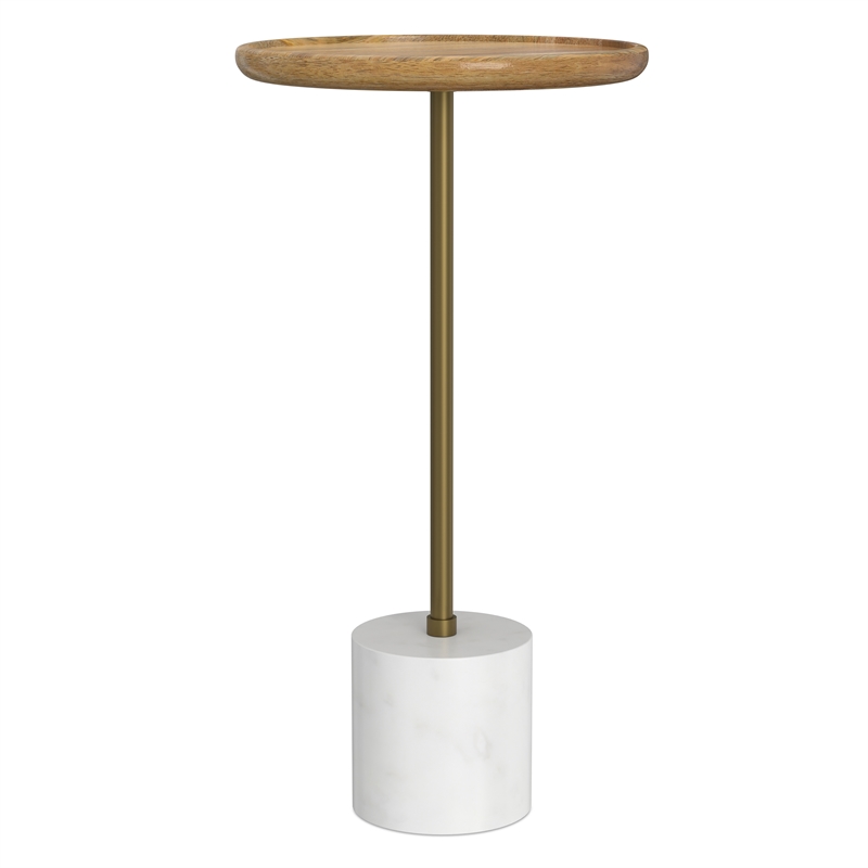 Turner 12 inch Wide Solid Mango/Genuine Marble/Iron Modern End Table in Multi