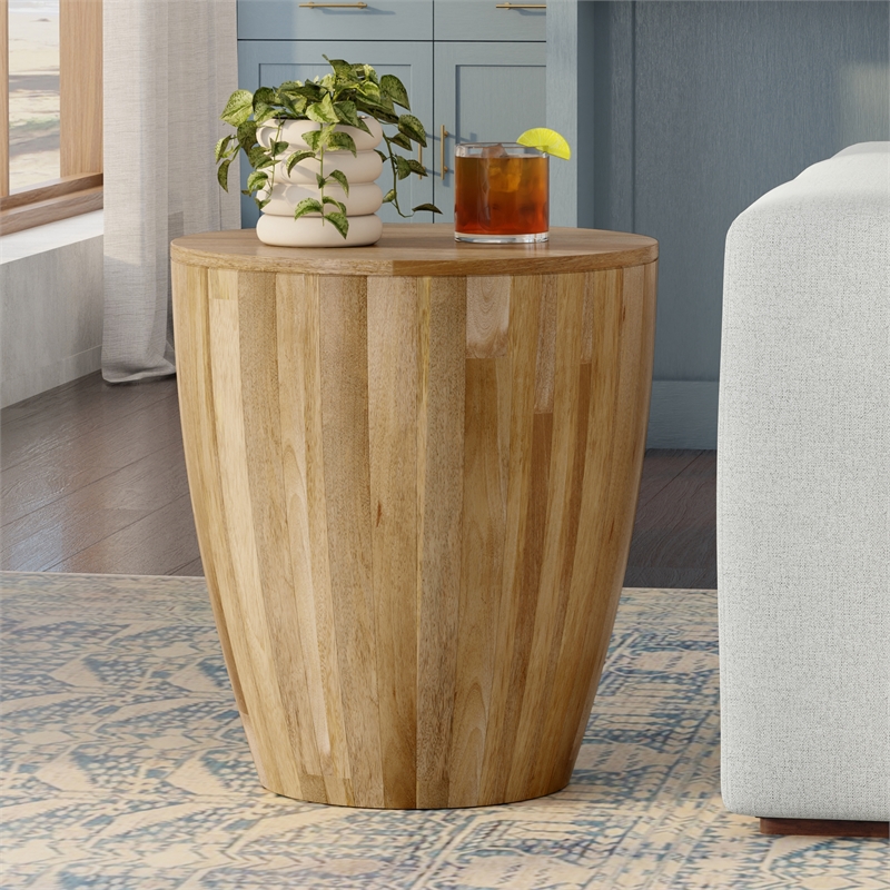 Elmbrook 21 inch Wide Solid Mango Modern End Table in Natural& Assembled