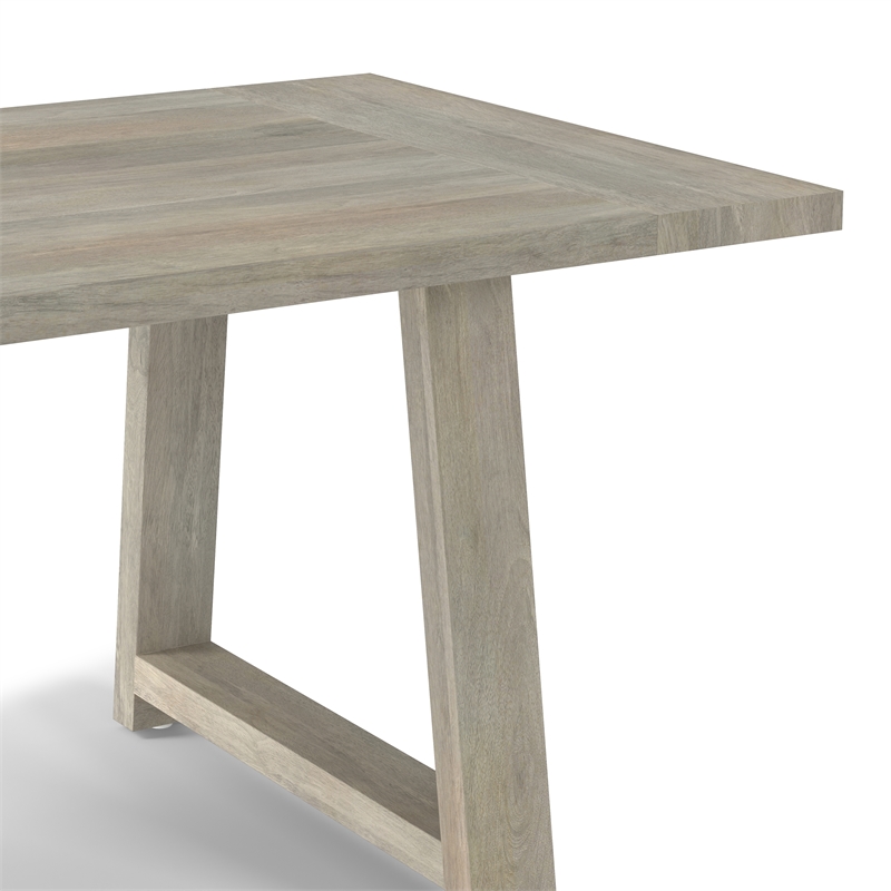 Whitley 72 inch Wide Solid Mango Farmhouse Dining Table in White Wash