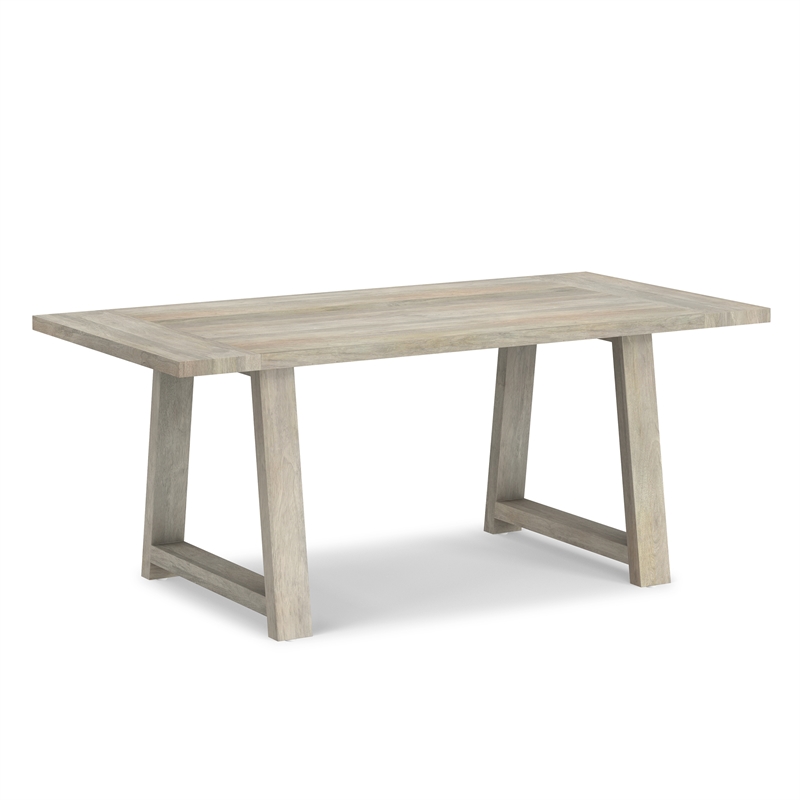 Whitley 72 inch Wide Solid Mango Farmhouse Dining Table in White Wash