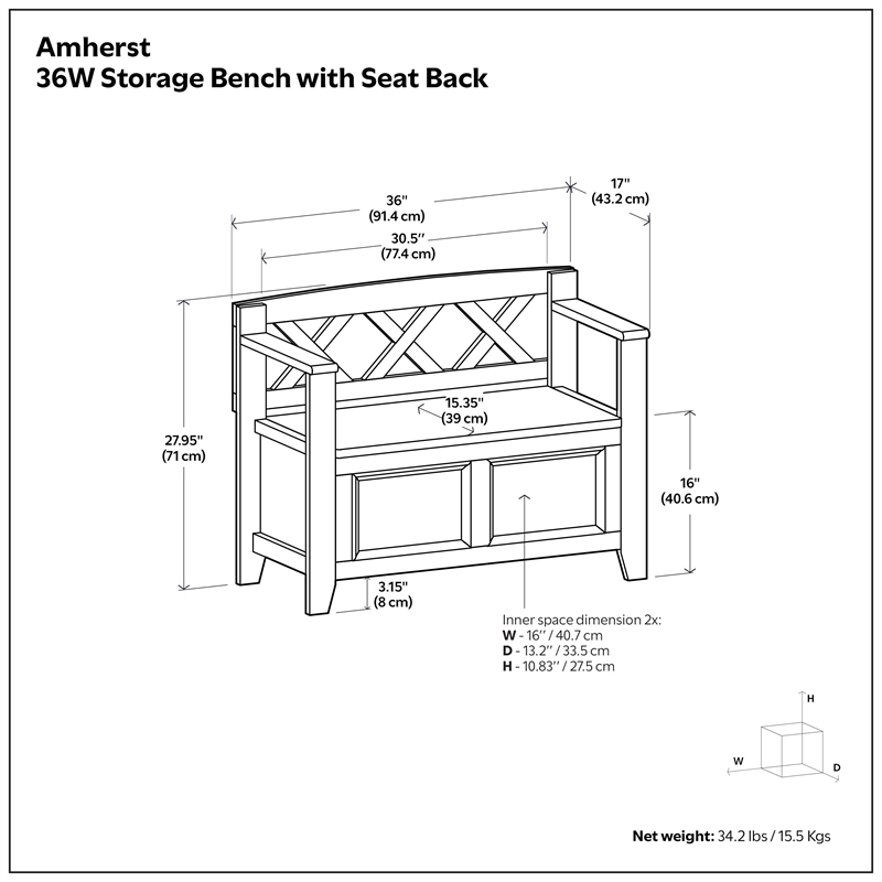 Amherst Solid Wood 36