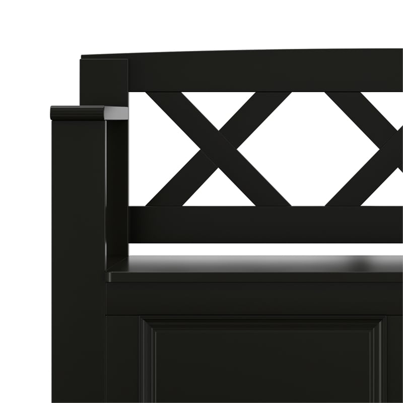 Amherst Solid Wood 36 inch Wide Transitional Entryway Storage Bench in Black
