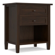 Warm Shaker Solid Wood 24 inch Wide Transitional Nightstand in Tobacco Brown