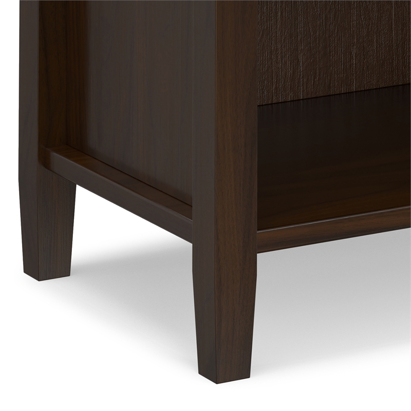 Warm Shaker Solid Wood 24 inch Wide Transitional Nightstand in Tobacco Brown