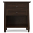Warm Shaker Solid Wood 24 inch Wide Transitional Nightstand in Tobacco Brown