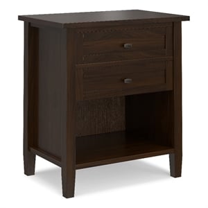 Warm Shaker Solid Wood 24 inch Wide Transitional Nightstand in Tobacco Brown