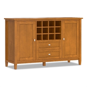 Warm Shaker Wood 54&quot WD Storage Cabinet with Wine Rack in Light Golden Brown
