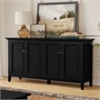 Amherst 66 inch Wide Solid Wood Transitional 4 Door Storage Cabinet in Black