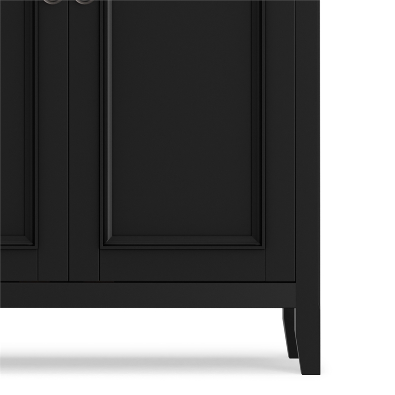 Amherst 66 inch Wide Solid Wood Transitional 4 Door Storage Cabinet in Black