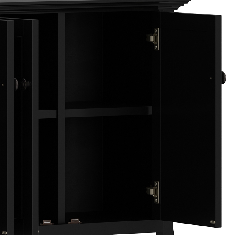 Amherst 66 inch Wide Solid Wood Transitional 4 Door Storage Cabinet in Black