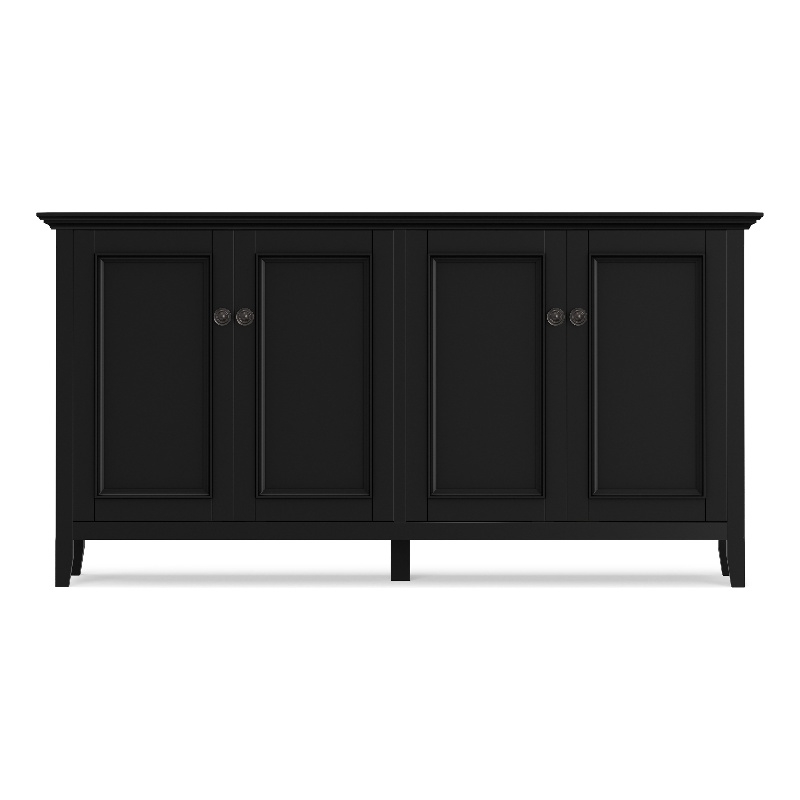 Amherst 66 inch Wide Solid Wood Transitional 4 Door Storage Cabinet in Black