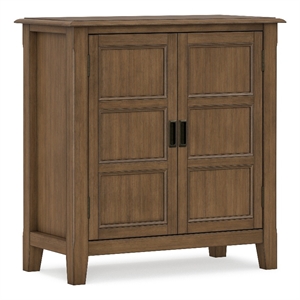 Burlington 30&quotWD Solid Wood Low Storage Cabinet in Natural Aged Brown