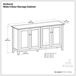 Amherst 66 inch Wide Solid Wood Transitional 4 Door Storage Cabinet in White