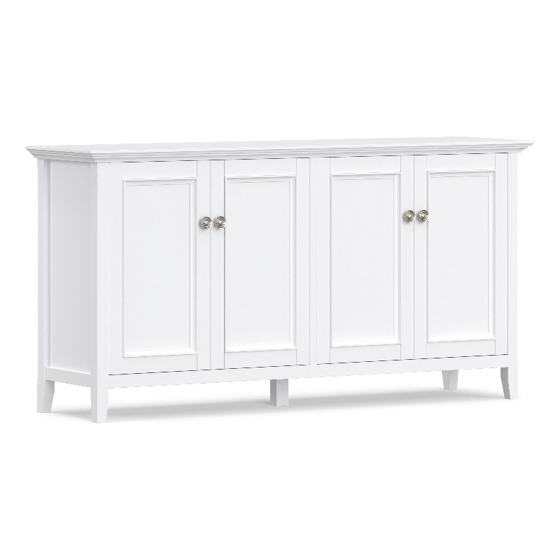 Amherst 66 inch Wide Solid Wood Transitional 4 Door Storage Cabinet in White