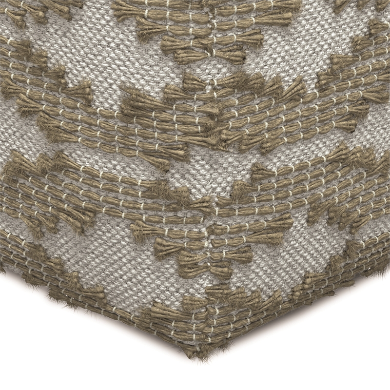 Rowan Hand Woven Cotton/Jute Square Pouf Ottoman in Natural and White