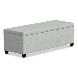 Avalon 48&quotWD Transitional Storage Ottoman Bench in Light Gray Linen Look Fabric