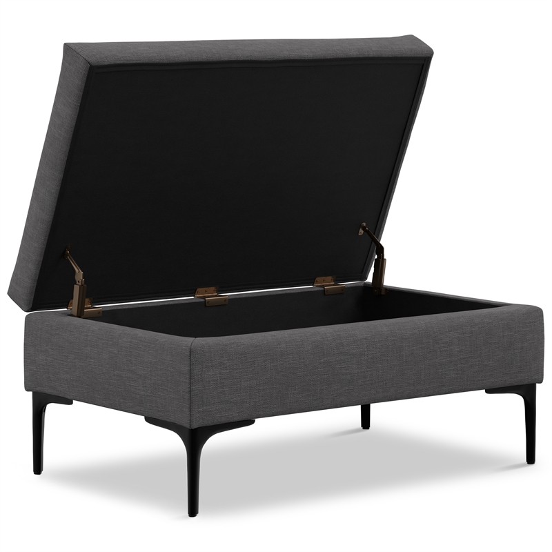 Rebecca 36 inch Wide  Rectangular Coffee Table Storage Ottoman in Slate Gray