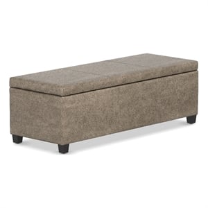 Avalon 48&quot Wide Transitional Storage Ottoman Bench in Smoky Brown Vegan Leather