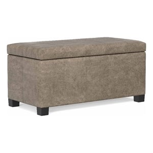 Dover36&quotWD Contemporary Storage Ottoman Bench in Smoky Gray Brown Vegan Leather