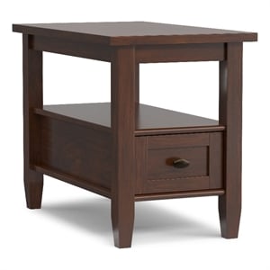 Warm Shaker 14&quot Wide Solid Wood Transitional Narrow Side Table in Russet Brown