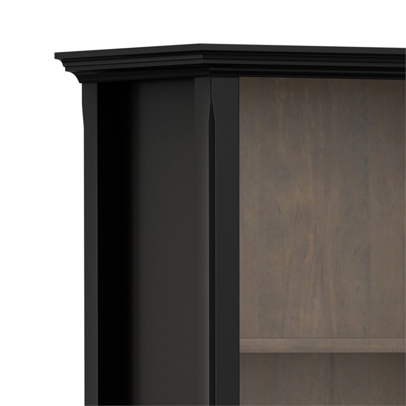 Amherst 30 inch x 70 inch Solid Wood Transitional 5 Shelf Bookcase in Black/Smoky Brown