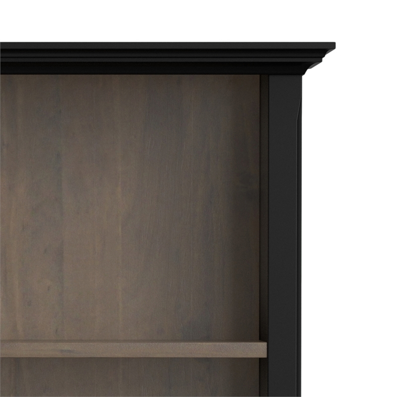 Amherst 30 inch x 70 inch Solid Wood Transitional 5 Shelf Bookcase in Black/Smoky Brown