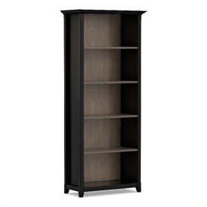 Amherst 30 inch x 70 inch Solid Wood Transitional 5 Shelf Bookcase in Black/Smoky Brown