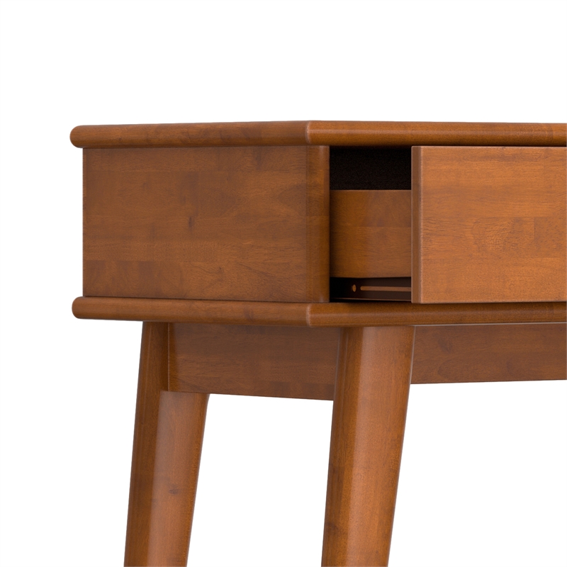 Draper 42 inch Wide Solid Wood Mid Century Modern Console Table in Teak Brown