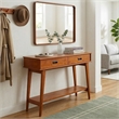 Draper 42 inch Wide Solid Wood Mid Century Modern Console Table in Teak Brown
