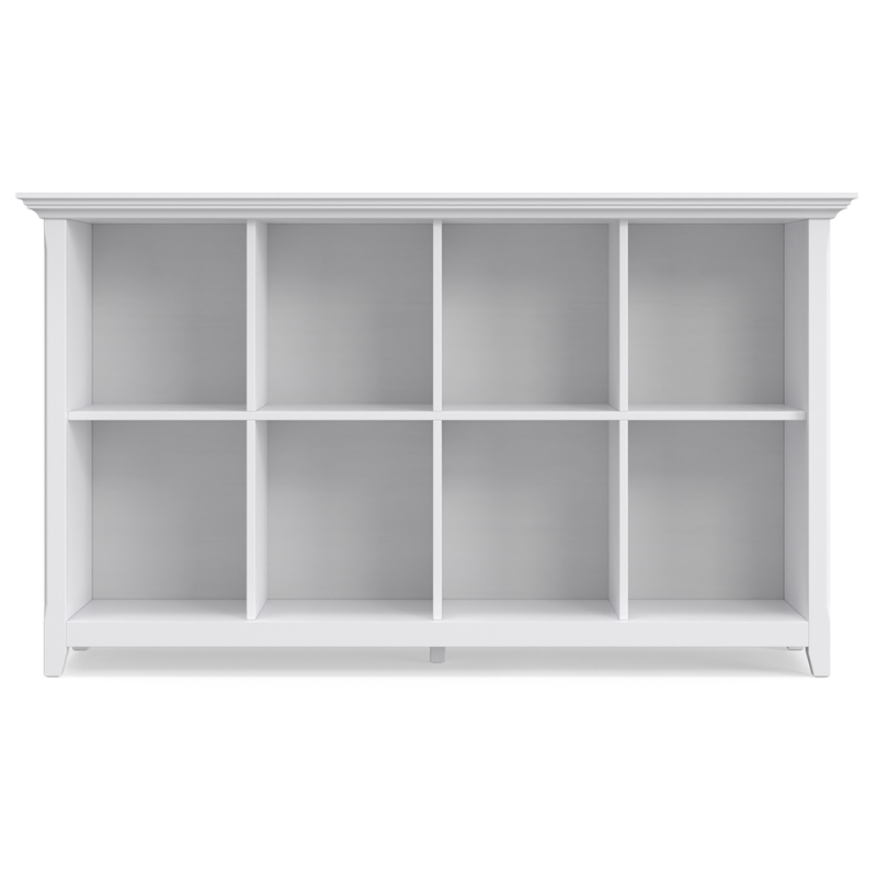 Amherst 57 inch Wide Solid Wood Transitional 8 Cube Storage Sofa Table in White