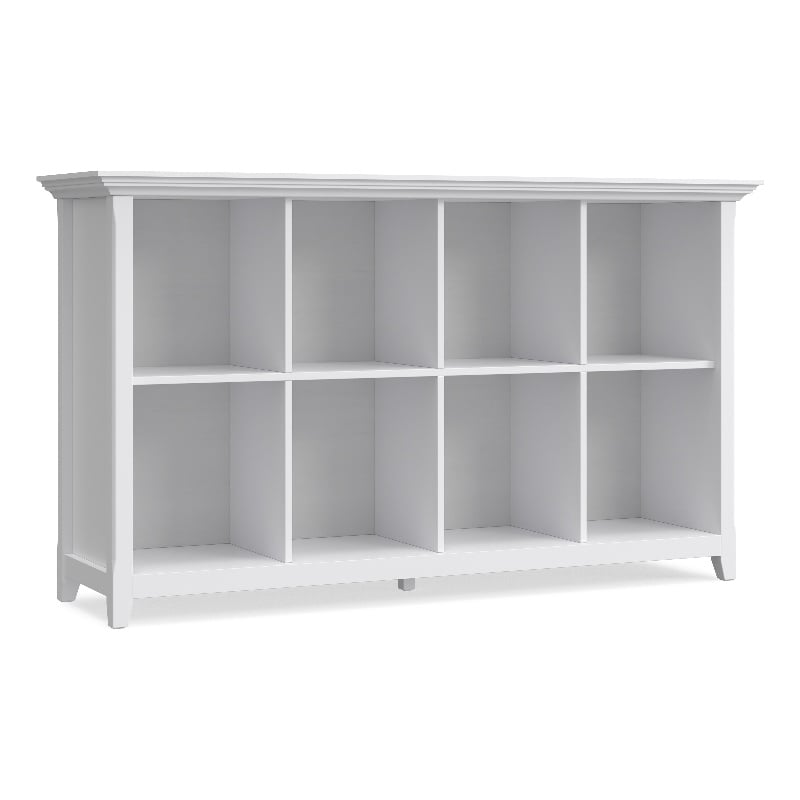 Amherst 57 inch Wide Solid Wood Transitional 8 Cube Storage Sofa Table in White