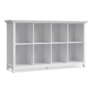 Amherst 57 inch Wide Solid Wood Transitional 8 Cube Storage Sofa Table in White
