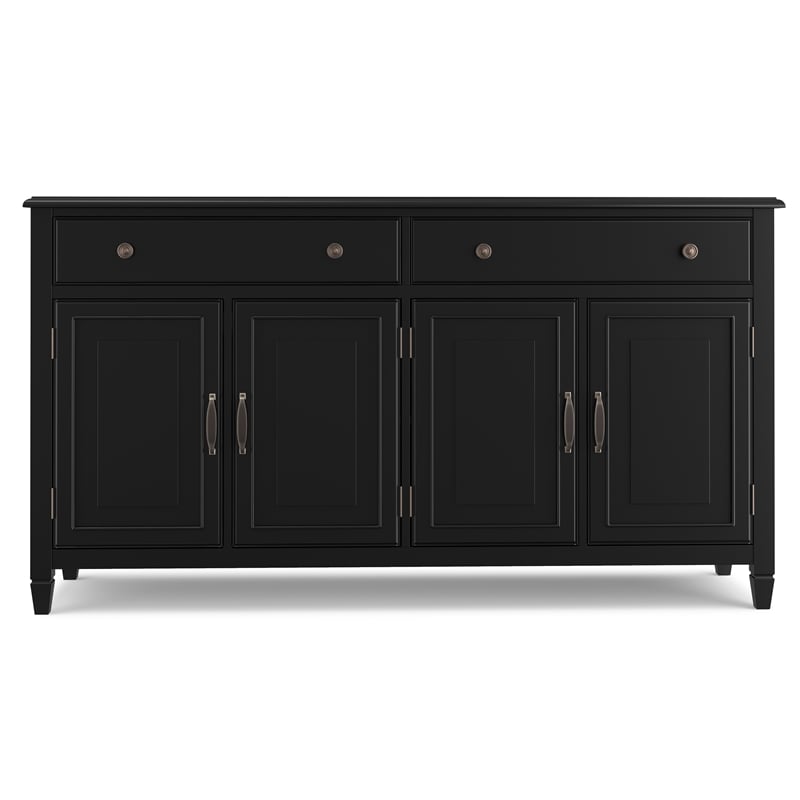 Connaught 67 inch Wide Solid Wood Traditional Large Sideboard Buffet Storage Cabinet in Black