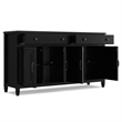 Connaught 67 inch Wide Solid Wood Traditional Large Sideboard Buffet Storage Cabinet in Black