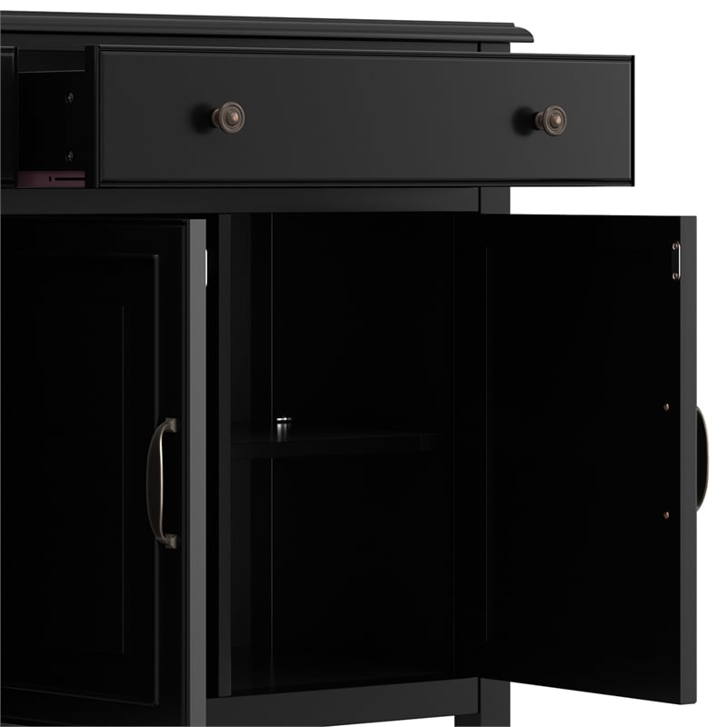 Connaught 67 inch Wide Solid Wood Traditional Large Sideboard Buffet Storage Cabinet in Black