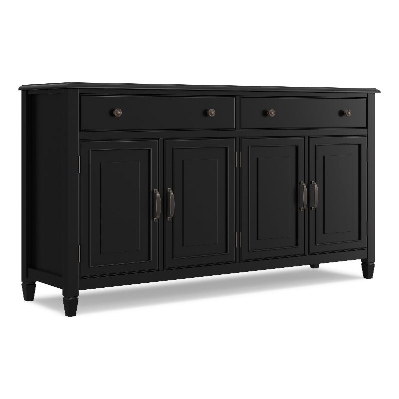 Connaught 67 inch Wide Solid Wood Traditional Large Sideboard Buffet Storage Cabinet in Black