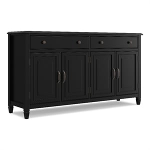 Connaught 67 inch Wide Solid Wood Traditional Large Sideboard Buffet Storage Cabinet in Black