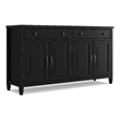 Connaught 67 inch Wide Solid Wood Traditional Large Sideboard Buffet Storage Cabinet in Black