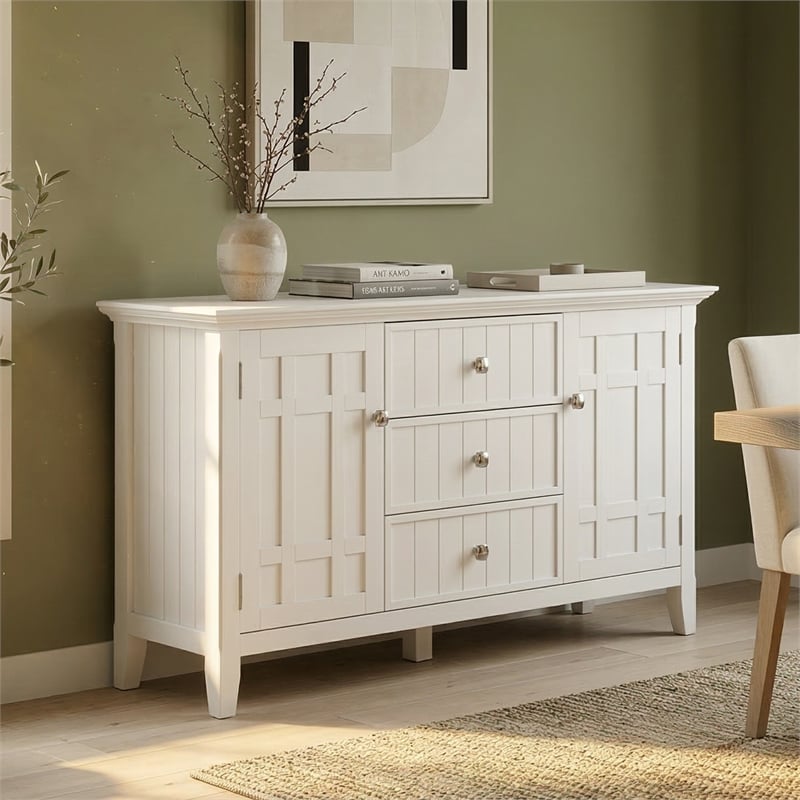 Bedford 54 inch Wide Solid Wood Transitional Sideboard Buffet in White