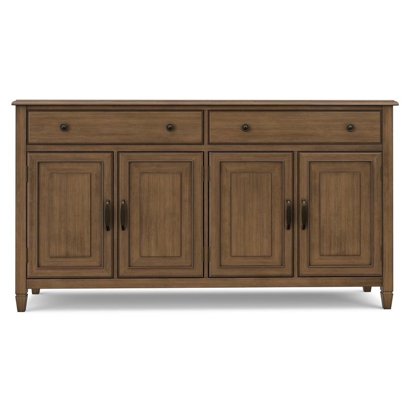 Connaught 67 inch Wide Solid Wood Traditional Large Sideboard Buffet Storage Cabinet in Rustic Natural Aged Brown