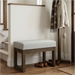 Milltown 27 inch Wide Solid Wood Contemporary Footstool Small Ottoman Bench in Light Stone Grey
