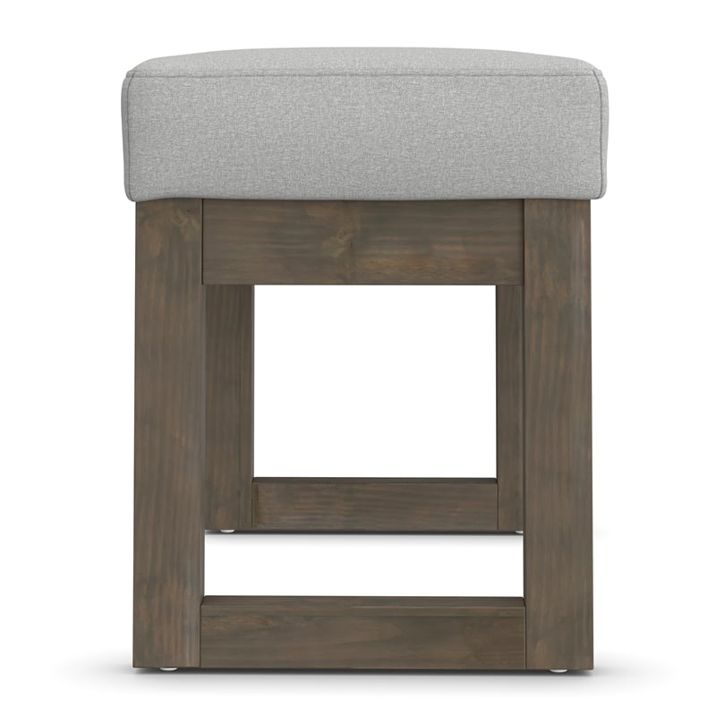 Milltown 27 inch Wide Solid Wood Contemporary Footstool Small Ottoman Bench in Light Stone Grey