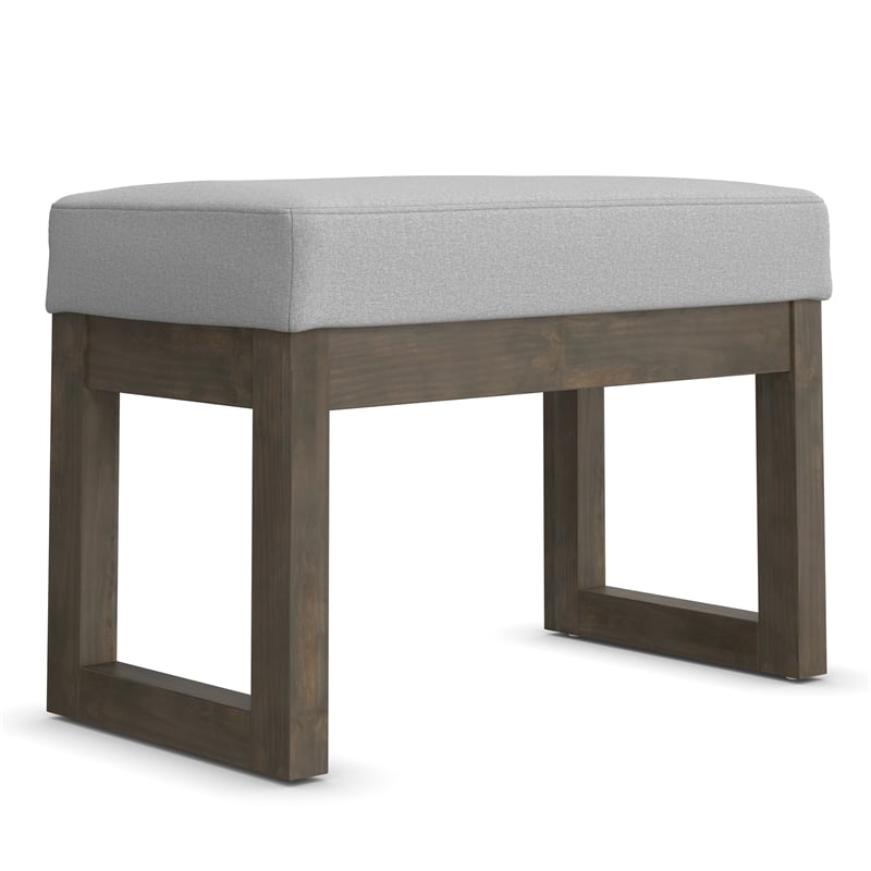 Milltown 27 inch Wide Solid Wood Contemporary Footstool Small Ottoman Bench in Light Stone Grey
