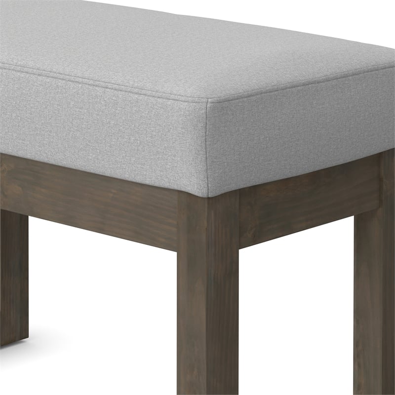 Milltown 27 inch Wide Solid Wood Contemporary Footstool Small Ottoman Bench in Light Stone Grey