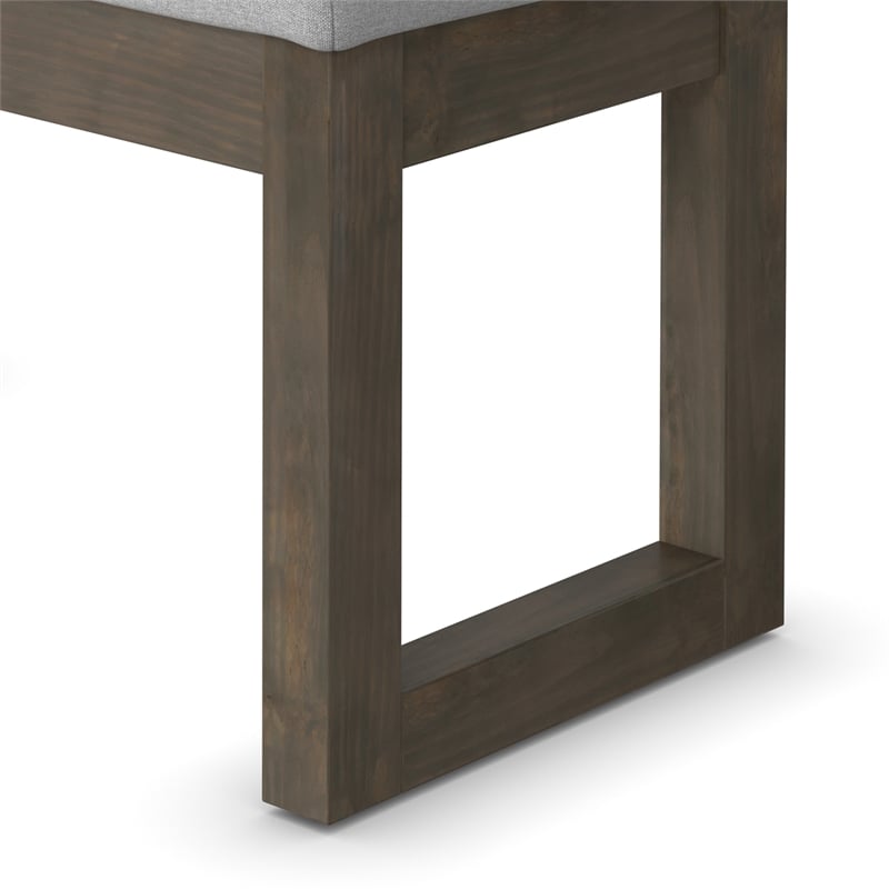 Milltown 27 inch Wide Solid Wood Contemporary Footstool Small Ottoman Bench in Light Stone Grey
