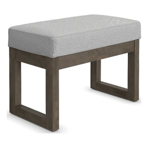Milltown 27 inch Wide Solid Wood Contemporary Footstool Small Ottoman Bench in Light Stone Grey