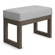 Milltown 27 inch Wide Solid Wood Contemporary Footstool Small Ottoman Bench in Light Stone Grey